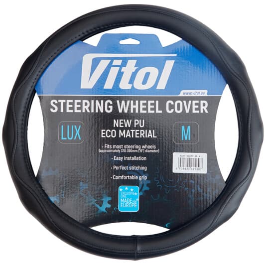 Чехол на руль Vitol VLOD-A2690 M эко-кожа цвет черный