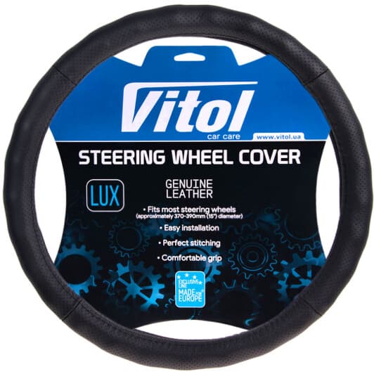 Чохол на кермо Vitol LUX 396 XL шкіра з перфорацією колір чорний