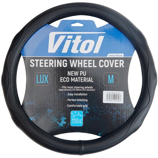 Чохол на кермо Vitol VLOD-A2690 L еко-шкіра колір чорний