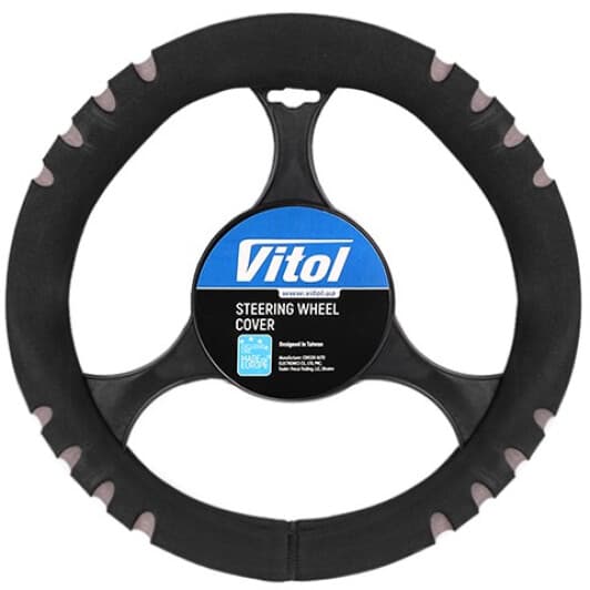 Чехол на руль Vitol F 14021 универсальный неопрен цвет черно-серый