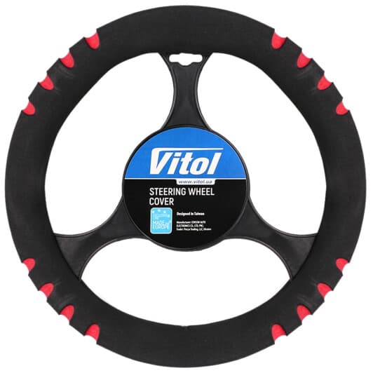 Чехол на руль Vitol 17023 универсальный неопрен цвет черно-красный
