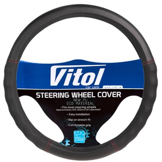 Чохол на кермо Vitol VLU-1909339 M штучна шкіра з перфорацією з 1 швом колір чорний