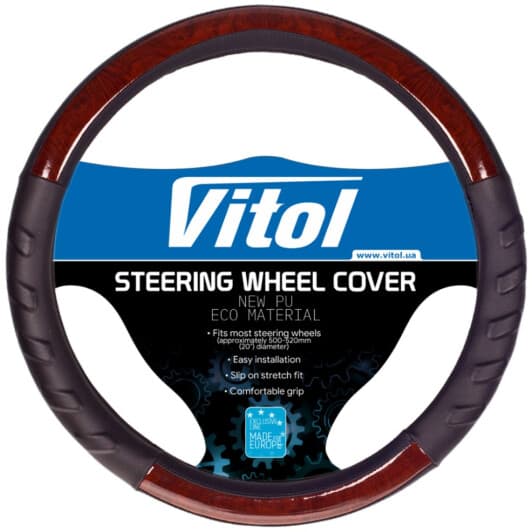 Чохол на кермо Vitol HU 100107BK L штучна шкіра колір чорний