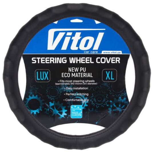 Чохол на кермо Vitol VLOD-NPU06 BK XL еко-шкіра колір чорний