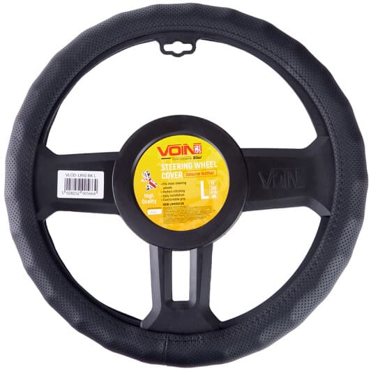 Чохол на кермо Voin VLOD-L892 L шкіра з перфорацією з 1 швом колір чорний