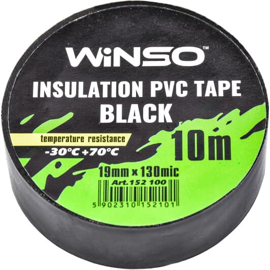 Ізоляційна стрічка Winso 152100 чорна ПВХ 19 мм x 10 м