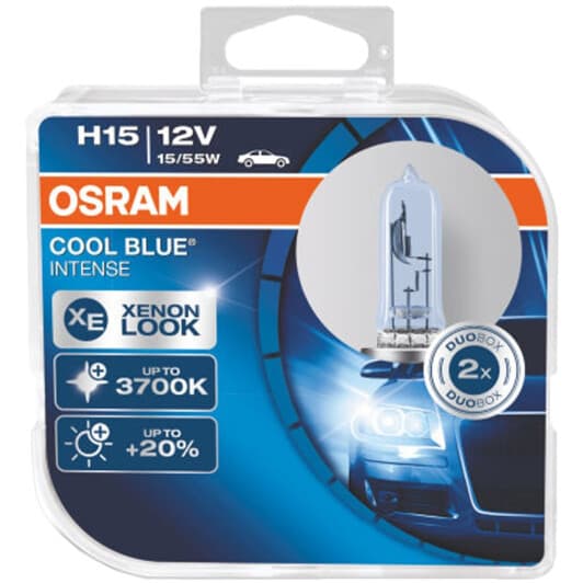 Автолампа Osram Cool Blue Intense H15 PGJ23T-1 55 W светло-голубая 64176cbihcbduo