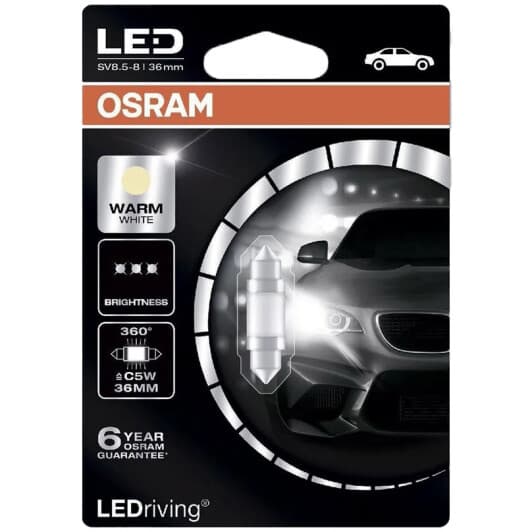 Автолампа Osram LEDriving Premium C5W SV8,5-8 1 W белая 6498WW-01B