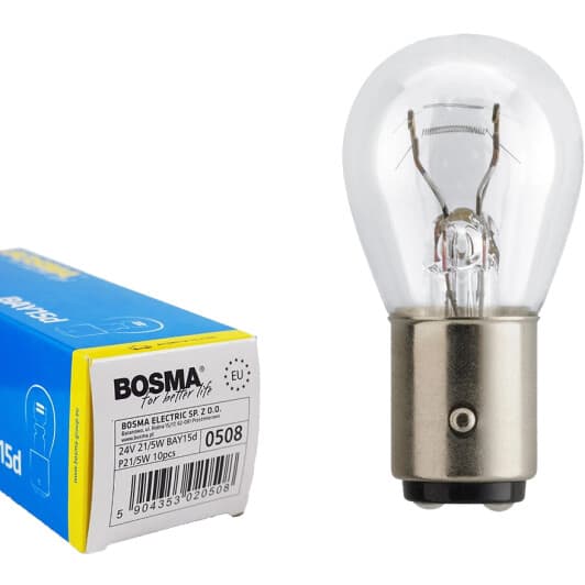 Автолампа Bosma P21/5W BAY15d 21 W біла 0508