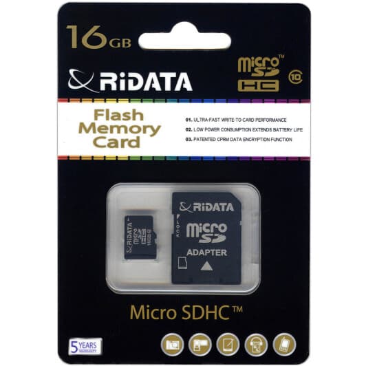 Карта памяти RiDATA microSDHC 16 ГБ