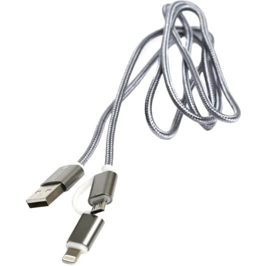 Кабель 2 в 1 PowerPlant KD00AS1289 USB - Apple Lightning - Micro USB 1 м