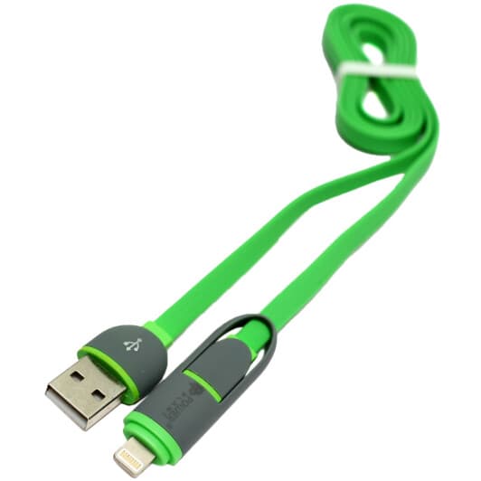 Кабель 2 в 1 PowerPlant KD00AS1291 USB - Apple Lightning - Micro USB 1 м
