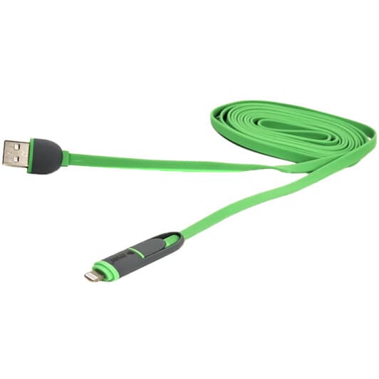 Кабель 2 в 1 PowerPlant CA910502 USB - Apple Lighting - Micro USB 2 м