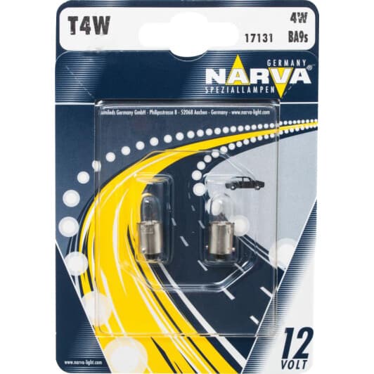 Автолампа Narva Standard T4W BA9s 4 W прозрачная 171314000