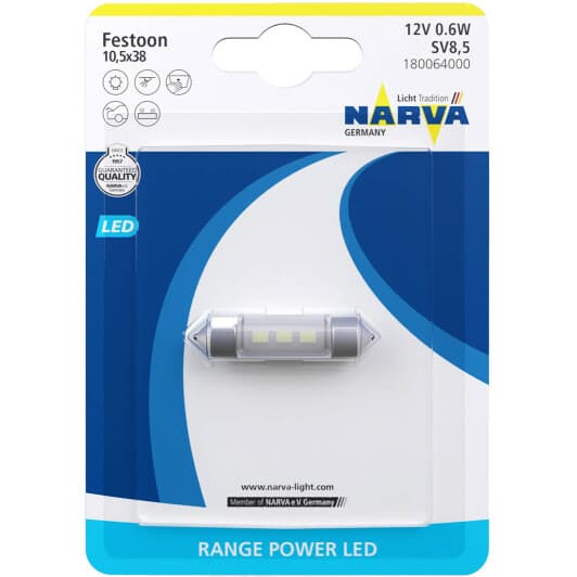 Автолампа Narva Range Power LED C5W SV8,5 0,6 W белая 180061b