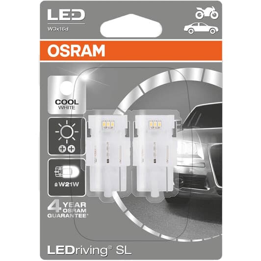 Автолампа Osram LEDriving SL W21W W3x16d 1 W 7706CW-02B