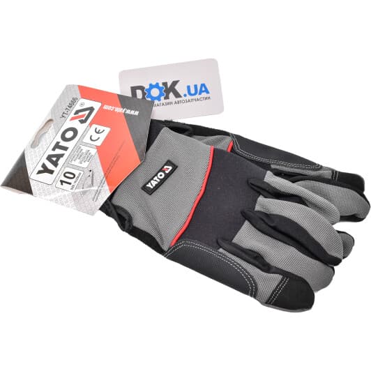Рукавички робочі Yato синтетичні з шкіряними вставками чорні, XL 10" (YT-74666)