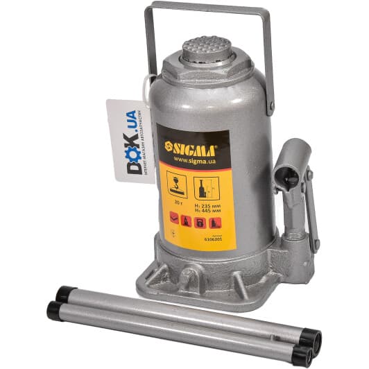 Домкрат Sigma пляшковий гідравлічний 20 т 6106201