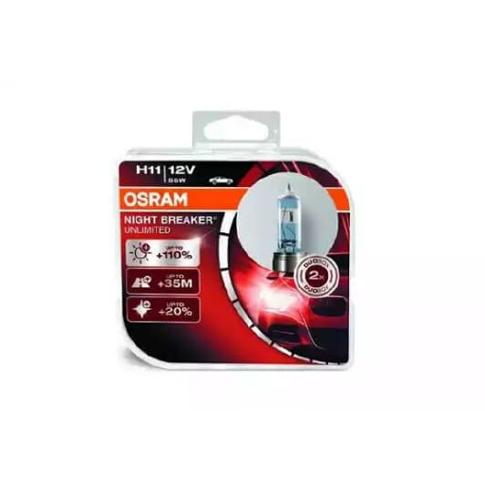 Автолампа Osram Night Breaker Unlimited H11 PGJ19-2 55 W прозоро-блакитна 64211NBU-HCB