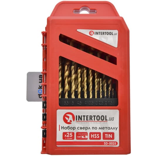 Набор сверл Intertool спиральных по металлу SD-0025 1-13 мм 25 шт.