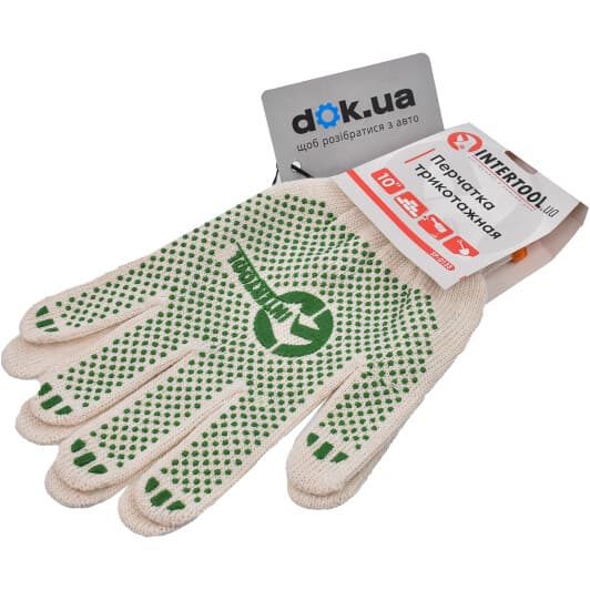 Рукавички робочі Intertool трикотажні з покриттям ПВХ білі
