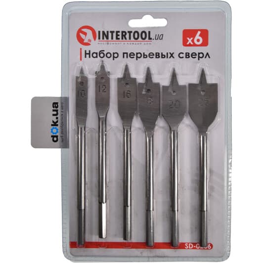 Набор сверл Intertool перьевых по дереву SD-0206 10-25 мм 6 шт.