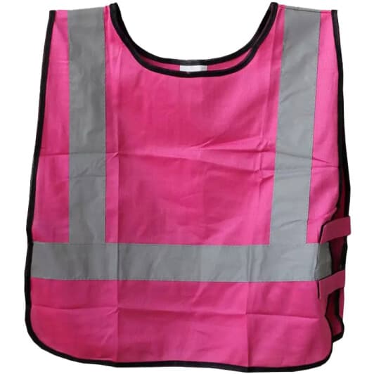 Жилет світловідбивний Sapfire рожевий дитячий з вертикальними та горизонтальними смугами