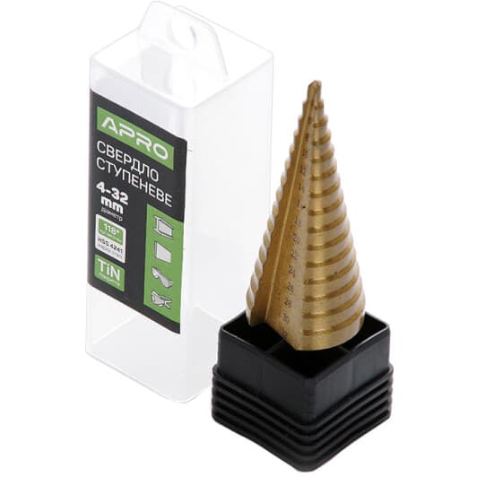 Свердло Apro ступеневе по металу та бетону 830293 4-32 мм