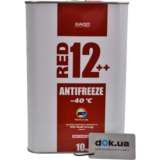 Xado (метал) G12++ червоний -40 °C, 10 л (XA50409) готовий антифриз