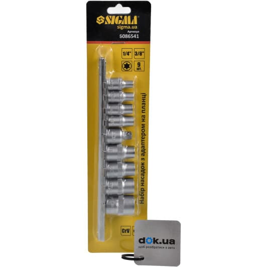 Набір торцевих головок та компонентів Sigma 6086541 1/4", 3/8" (9 пр.)