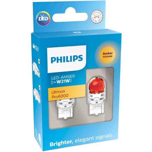 Автолампа Philips Ultinon Pro6000 W21W WX3x16d 21 W помаранчева 11065AU60X2