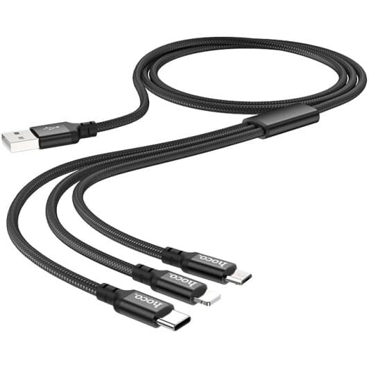Кабель 3 в 1 Hoco USB - Apple Lightning - type-C - Micro USB X14 Times Speed 00000091592 1 м