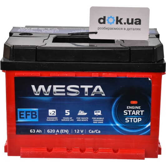 Аккумулятор Westa 6 CT-63-L EFB Start Stop WEFB631
