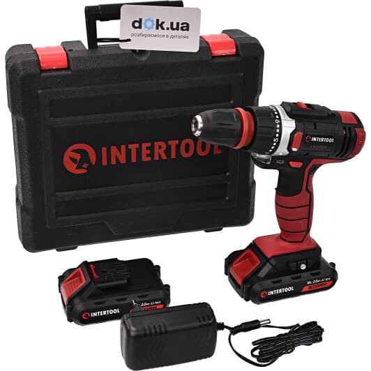 Шурупокрут Intertool акумуляторний WT-0317 (2 акумулятори + ЗП + насадки + чохол)