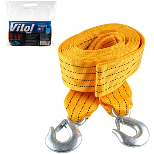 Трос буксирувальний Vitol ТР-119-8-1 стрічка 8 т 6 м