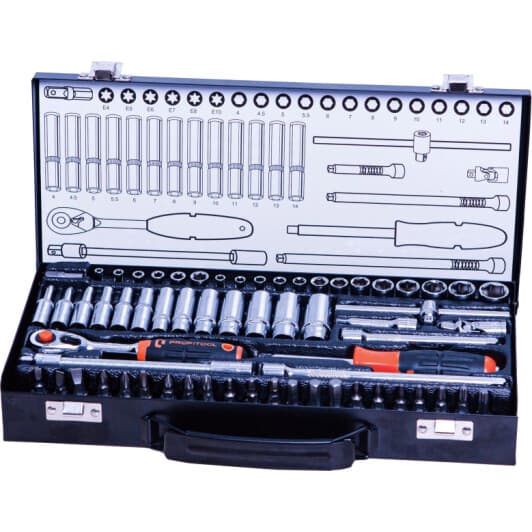 Набор торцевых головок и комплектующих Profitool 0X211MC63 1/4" (63 пр.)