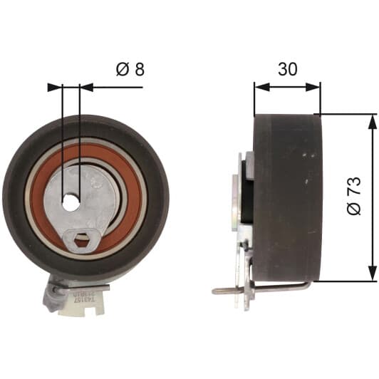 T43157 Gates Натяжной ролик ремня ГРМ