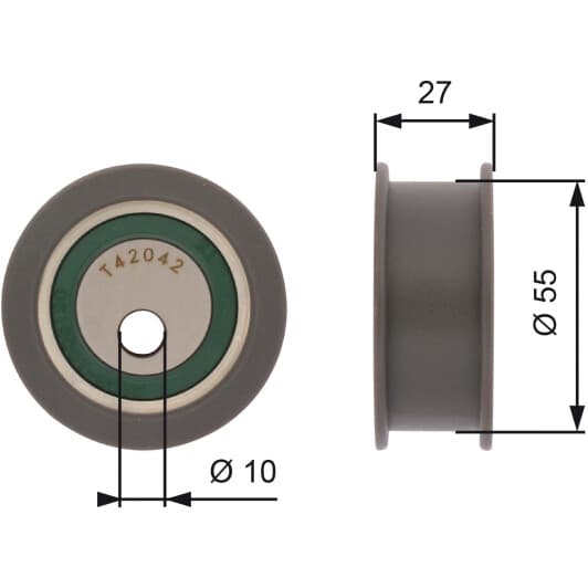 T42042A Gates Натяжной ролик ремня ГРМ