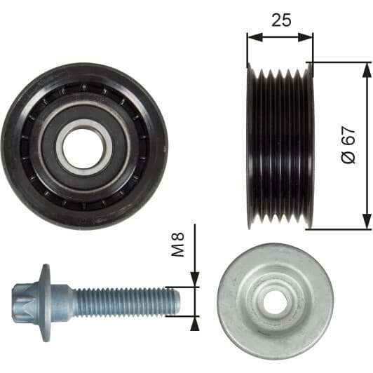 T36619 Gates Обводной ролик поликлинового ремня