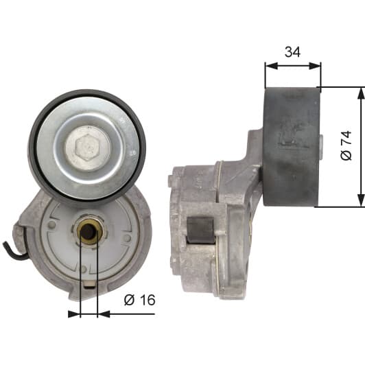 T38559 Gates Натяжной ролик поликлинового ремня