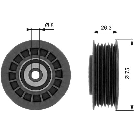 T38092 Gates Обводной ролик поликлинового ремня