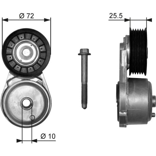 T38103 Gates Натяжной ролик поликлинового ремня