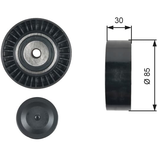 T36477 Gates Обводной ролик поликлинового ремня