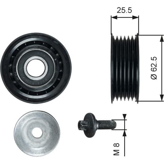 T36736 Gates Обвідний ролик поліклинового ременя
