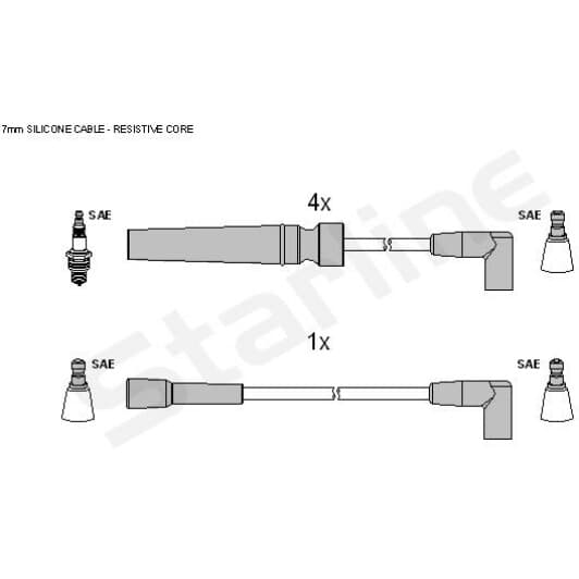 zk7012 Starline Комплект дротів запалювання
