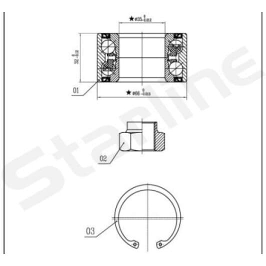 LO 01327 Starline Подшипник ступицы колеса