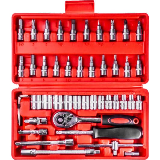 Набір торцевих головок та компонентів Amio 03136 1/4" (46 пр.)