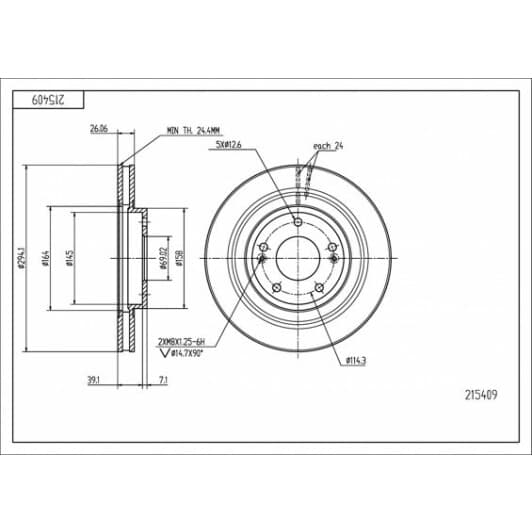 215409 Hart Тормозной диск для Hyundai Santa Fe