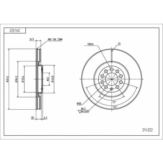 214322 Hart Гальмівний диск