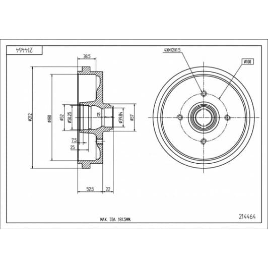 214464 Hart Тормозной барабан